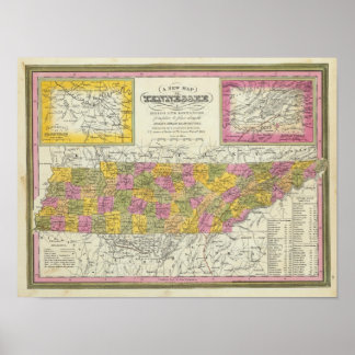 Póster Nuevo Mapa De Tennessee