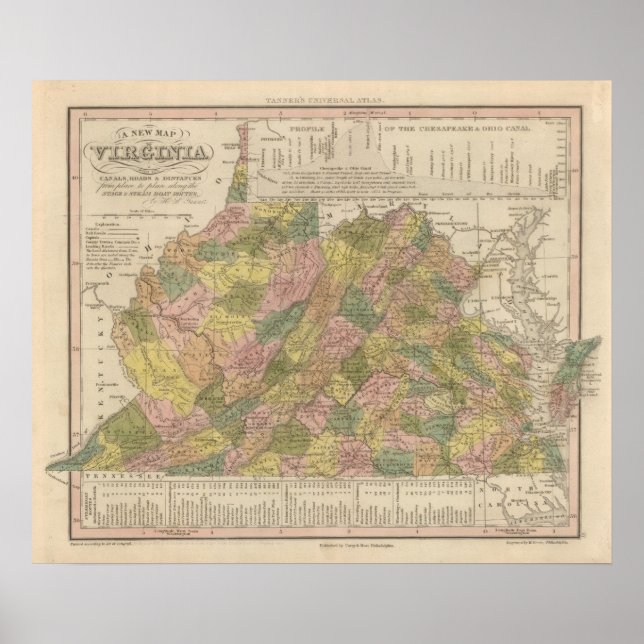 Póster Nuevo Mapa De Virginia (Frente)