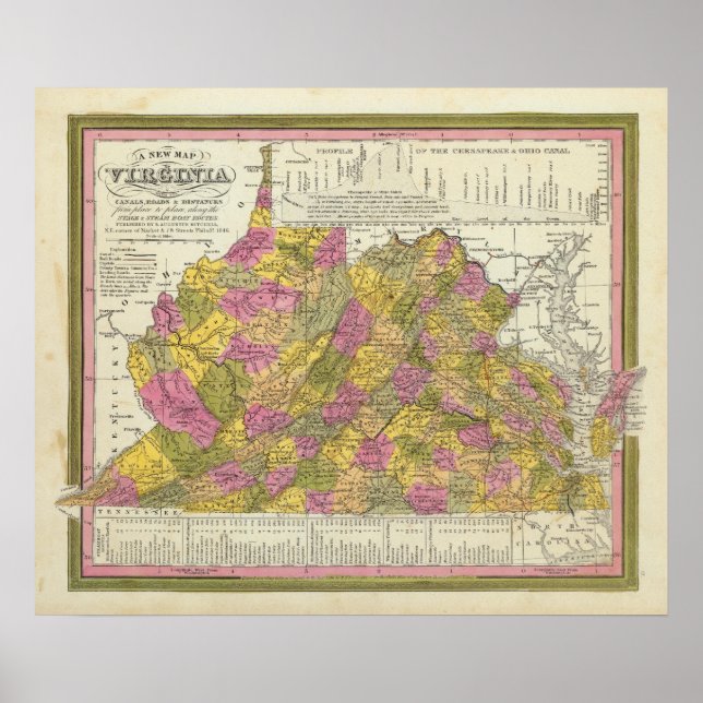 Póster Nuevo Mapa De Virginia (Frente)