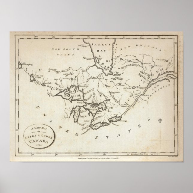 Póster Nuevo mapa del Canadá superior e inferior (Frente)
