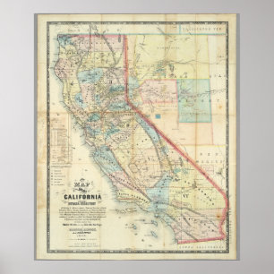 Póster Nuevo mapa del estado de California