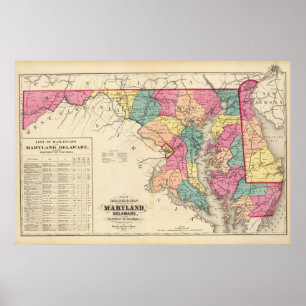 Póster Nuevo mapa del ferrocarril de los estados de