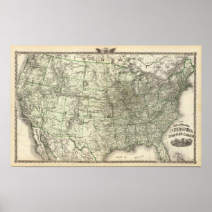Póster Nuevo mapa del ferrocarril de los Estados Unidos 2