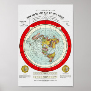 Póster Nuevo Mapa Estándar de la Gleason Mundial 1892