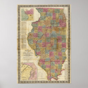 Póster Nuevo mapa seccional del estado de Illinois 2