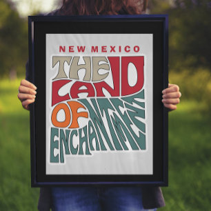 Póster Nuevo México apodo 'Word Art'