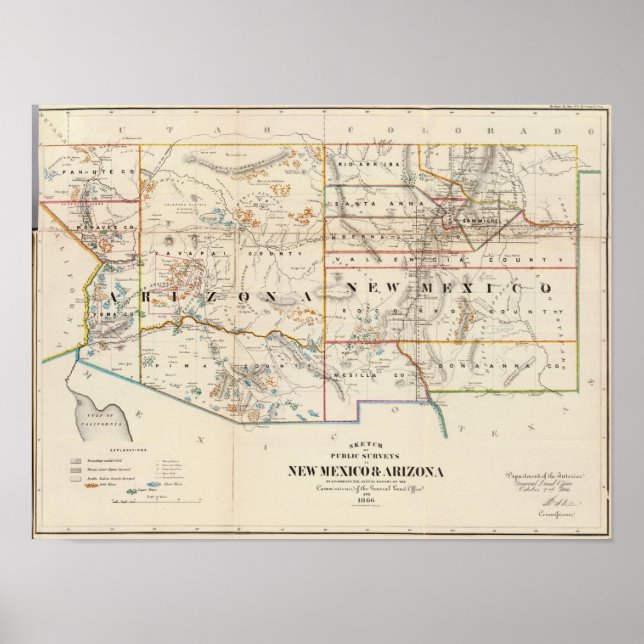 Póster Nuevo México, Arizona (Frente)