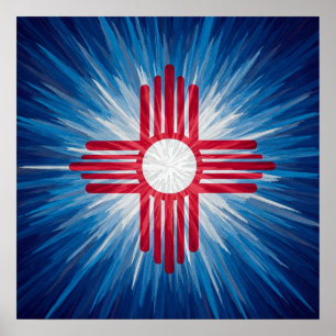 Póster Nuevo México Blanco Rojo y Azul