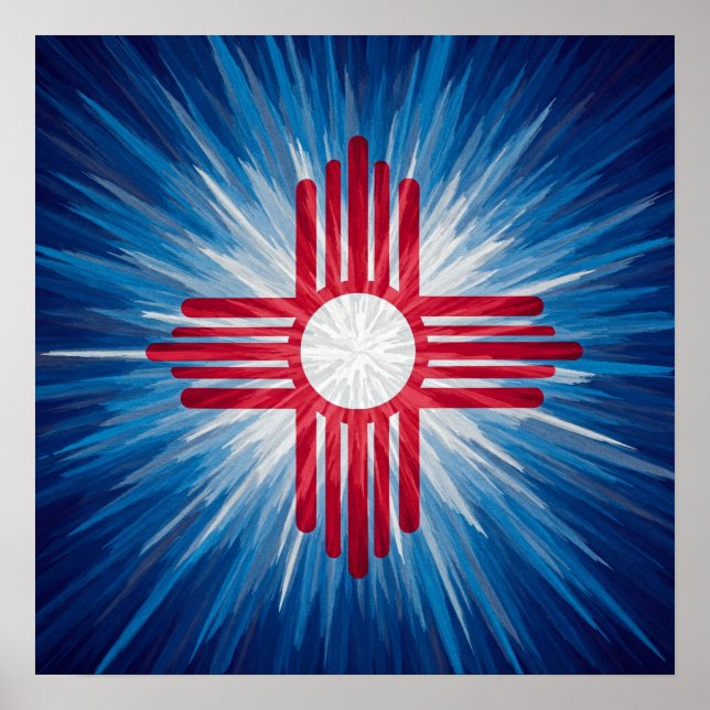 Póster Nuevo México Blanco Rojo y Azul (Frente)