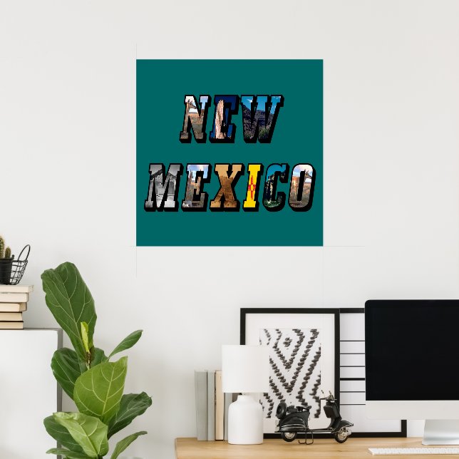 Póster Nuevo México, EE. UU. Texto (Oficina en casa)