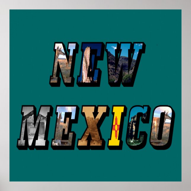 Póster Nuevo México, Estados Unidos Textos (Frente)