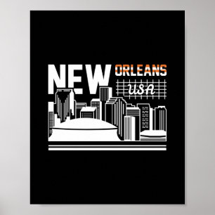 Póster Nuevo Orleans Louisiana horizonte GraphicDesign
