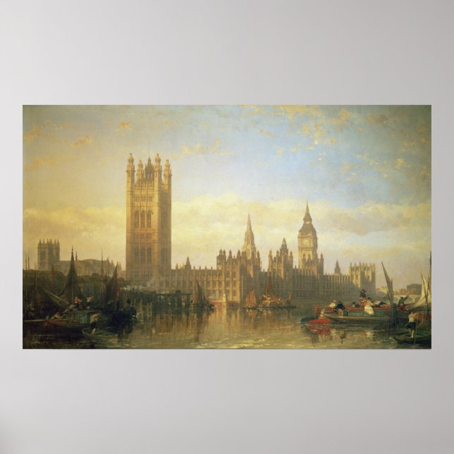 Póster Nuevo Palacio de Westminster desde el río Támesis (Frente)