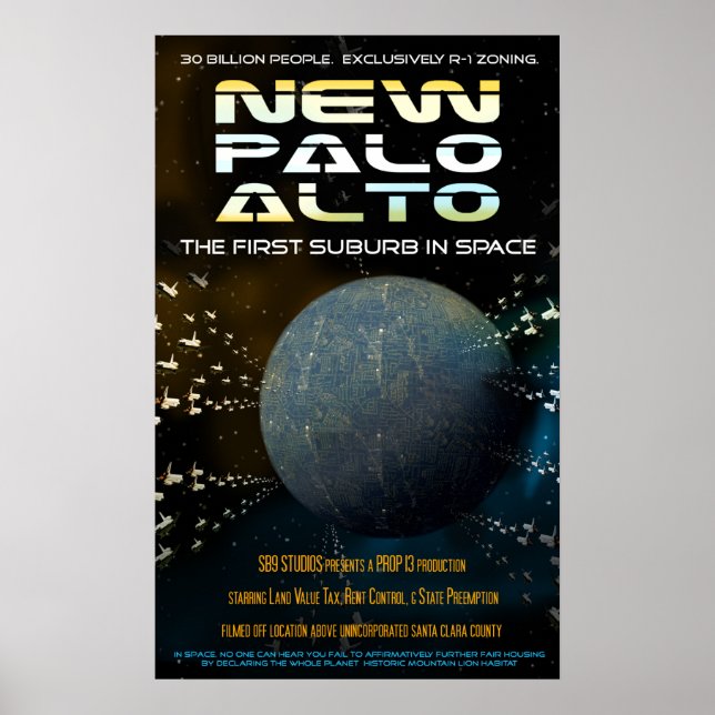 Póster Nuevo Palo Alto - el primer suburbio en el espacio (Frente)