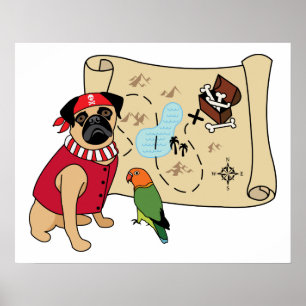 Póster ¡NUEVO! Pirate Pug Design - Añade tu propio título