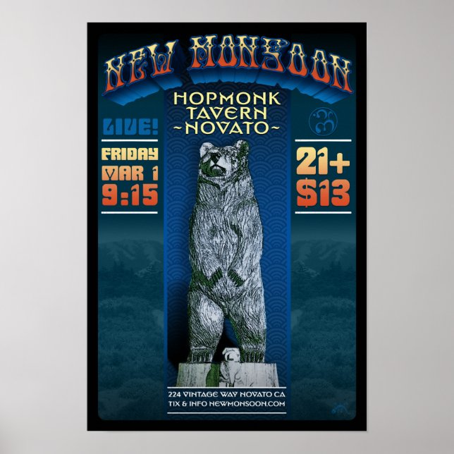 Póster Nuevo Poster de Monsoon Hopmonk Tavern Novato CA 2 (Frente)