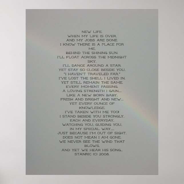 Póster Nuevo poster de poema de la vida (Frente)