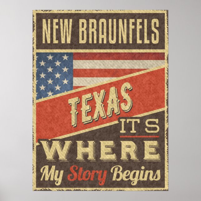Póster Nuevos Braunfels Texas (Frente)