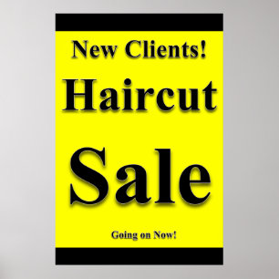 Póster Nuevos clientes Haircut Sale Salón de belleza Post