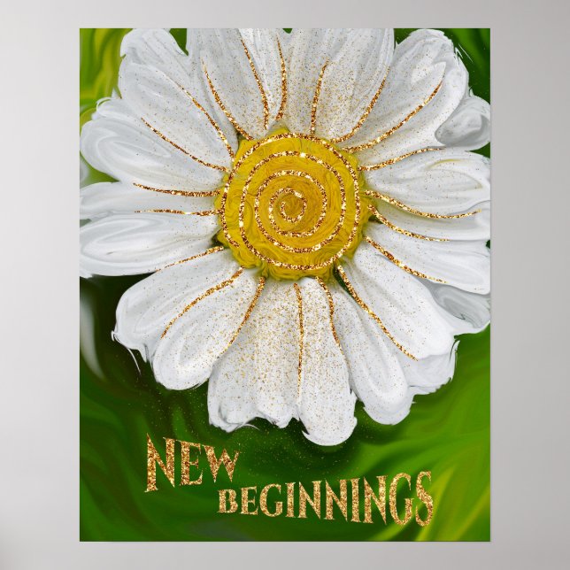 Póster Nuevos comienzos - Poder floral de margarita (Frente)