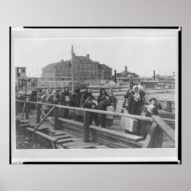 Póster Nuevos inmigrantes desembarcan en Ellis Island New (Frente)