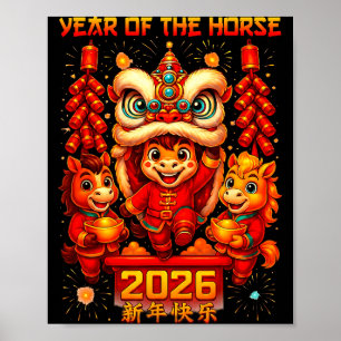 Póster Nuevos Trajes Chinos Caballo