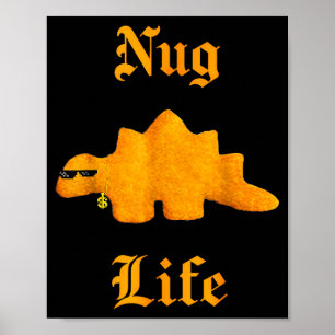 Póster Nug Life Dinosaur Pollo Nugget Divertido Retro