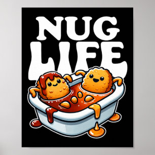 Póster Nug Life Funny Chicken Nuggets En Bbq Sauce Cartoo