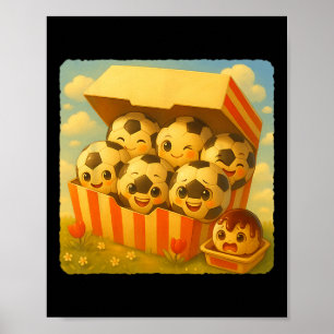 Póster Nuggets De Pollo De Fútbol Ll Lindos Kawaii Divert