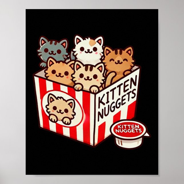 Póster Nuggets gatitos Graciosos De Comida Rana Gato Gato (Frente)
