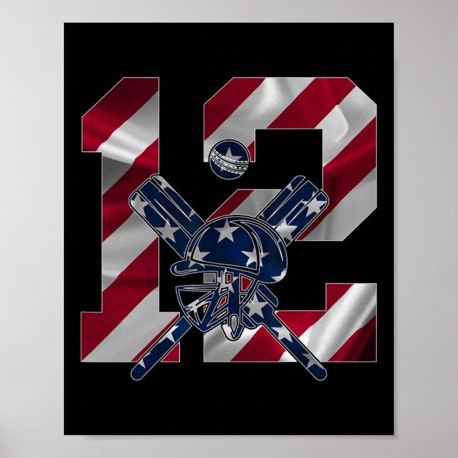 Póster Number 12 Years Cricket 12th Birthday  (Frente)