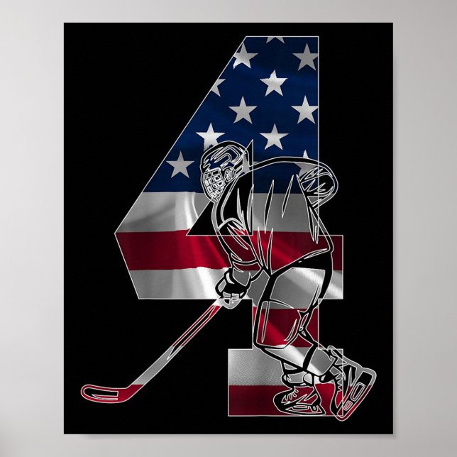 Póster Number 4 Years Ice Hockey 4th Birthday (1)  (Frente)