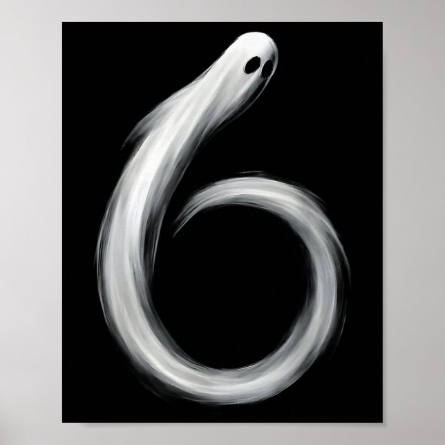 Póster Number 6 Ghost Funny Six Seven 67 Halloween Meme  (Frente)