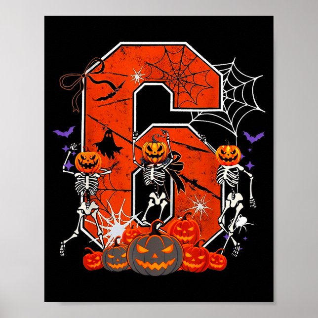 Póster Number 6 Six Seven Meme 6 7 Halloween Dancing Skel (Frente)