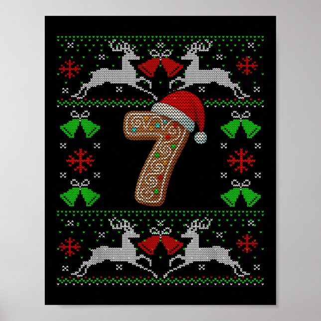 Póster Number 7 67 Meme Funny Ugly Xmas Christmas Sweater (Frente)
