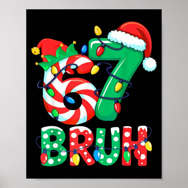Póster Number 7 Funny Meme Saying 6 7 Six Seven Christmas (Frente)