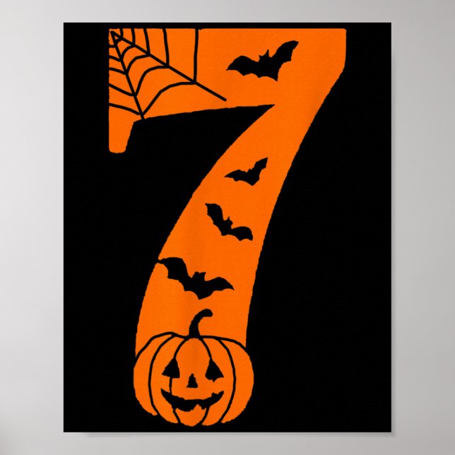 Póster Number 7 Funny Meme Saying 6 7 Six Seven Halloween (Frente)