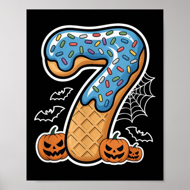 Póster Number 7 Ice Cream Seven Halloween Pumpkin Men Wom (Frente)