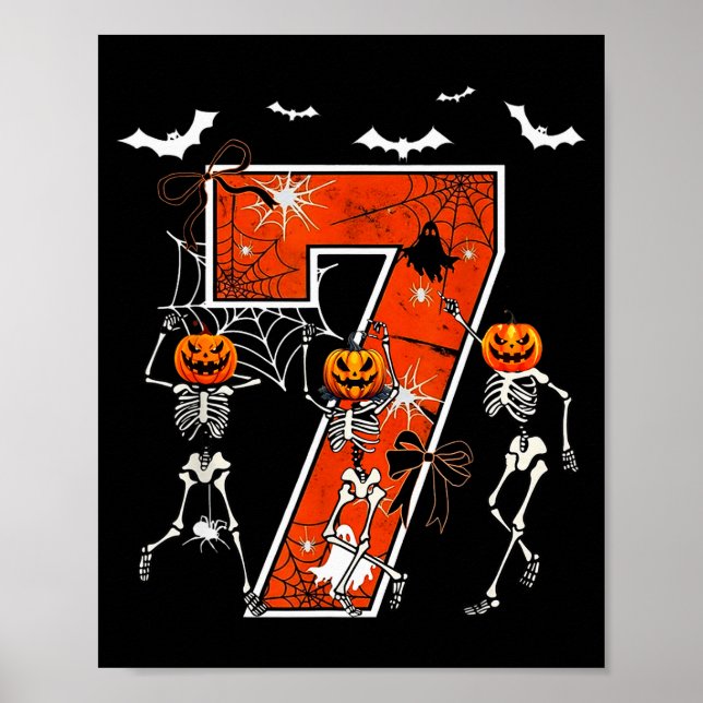 Póster Number 7 Six Seven Meme 6 7 Halloween Dancing Skel (Frente)