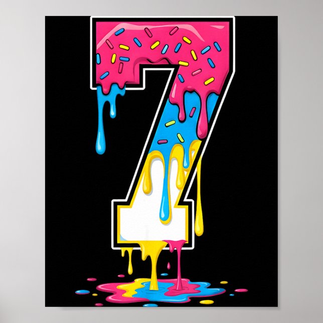 Póster Number 7 Team Srts Ice Cream Drip Matching Varsity (Frente)