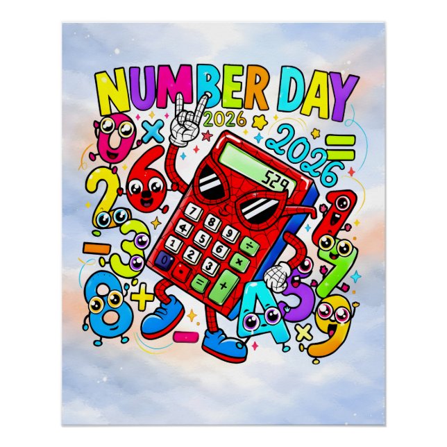 Póster Number Day 2026 Fun Maths Sticker for Kids (Anverso)