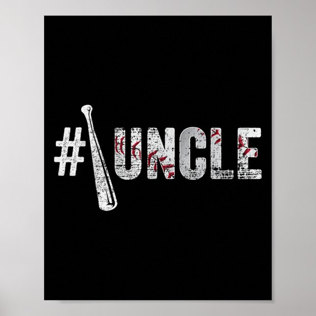Póster Number One Baseball Uncle Fathers Day Funny Baseba (Frente)