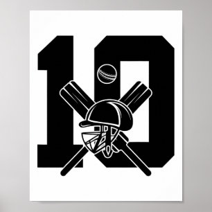 Póster Número 10 Años Cricket Cumpleaños 10 