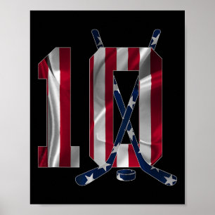 Póster Número 10 Años Hockey sobre hielo 10º Cumpleaños