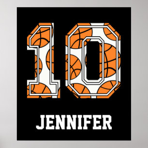 Póster Número 10 de baloncesto personalizado