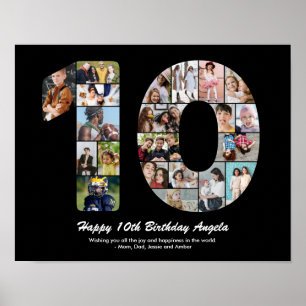 Póster Número 10 de cumpleaños número 10 Collage de fotos