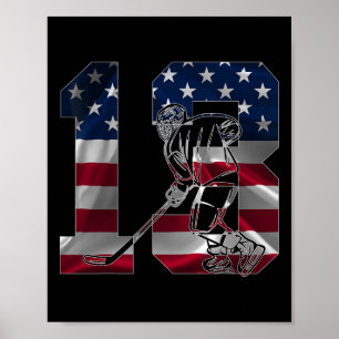 Póster Número 13 años hockey sobre hielo cumpleaños 13