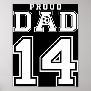Póster Número 14 Orgulloso Padre de Fútbol Personalizado