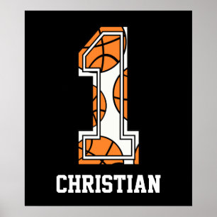 Póster Número 1 de baloncesto personalizado