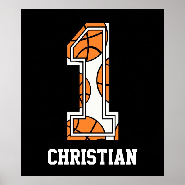 Póster Número 1 de baloncesto personalizado (Frente)